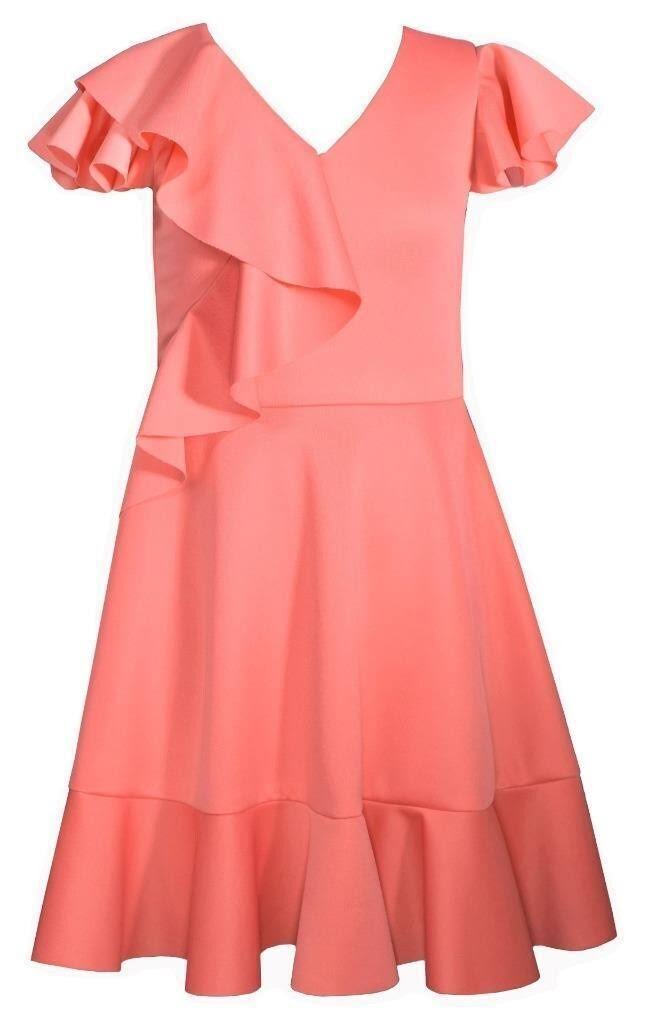 Coral Flutter Skater Dress