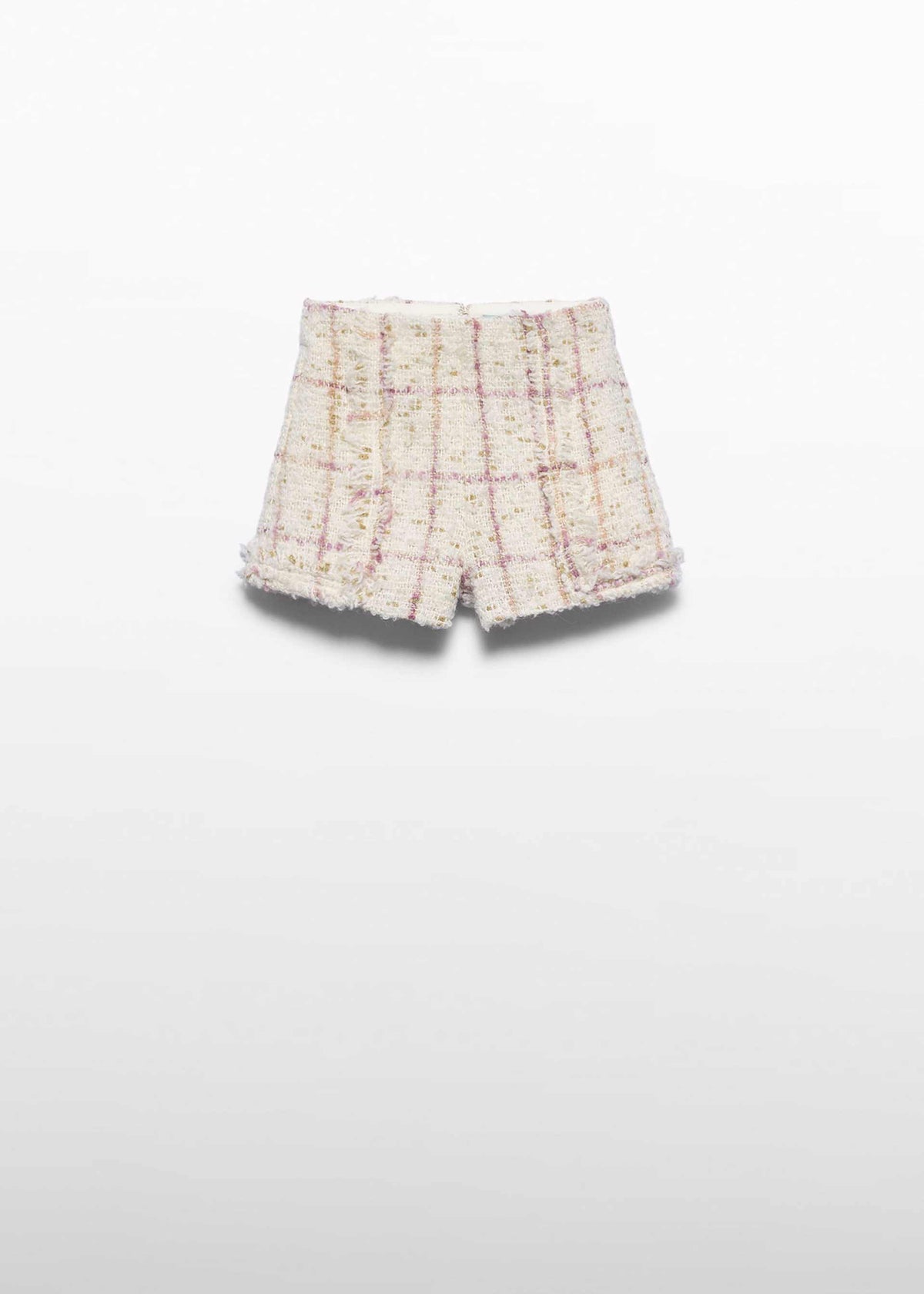 Ivory Checked Tweed Shorts