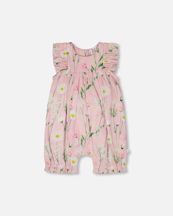Pink Floral Viscose Romper