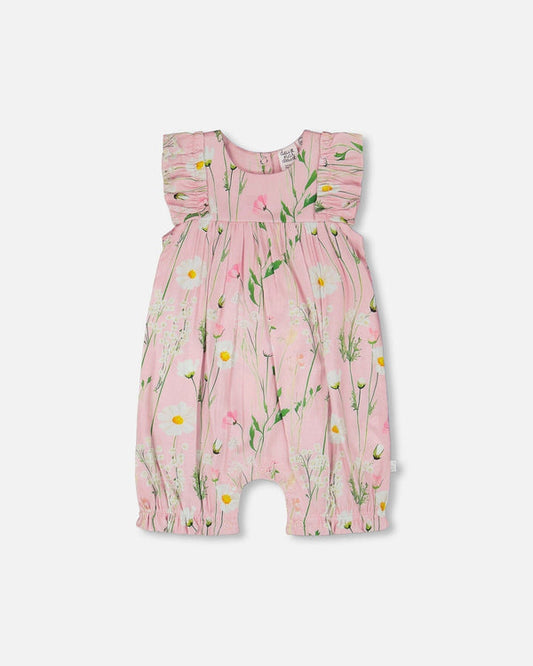 Pink Floral Viscose Romper