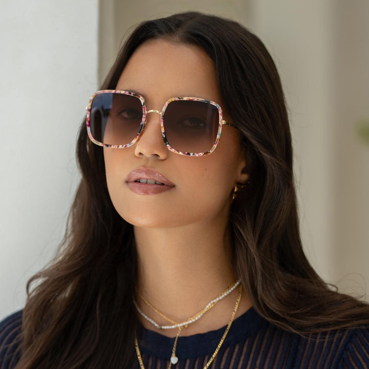 Rose Tortoise Cosmo Square Sunglasses