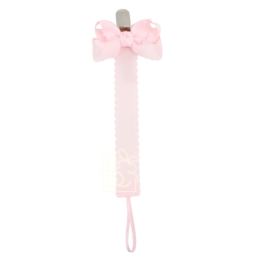 Powder Pink Pacifier Clip W/ Detachable Bow