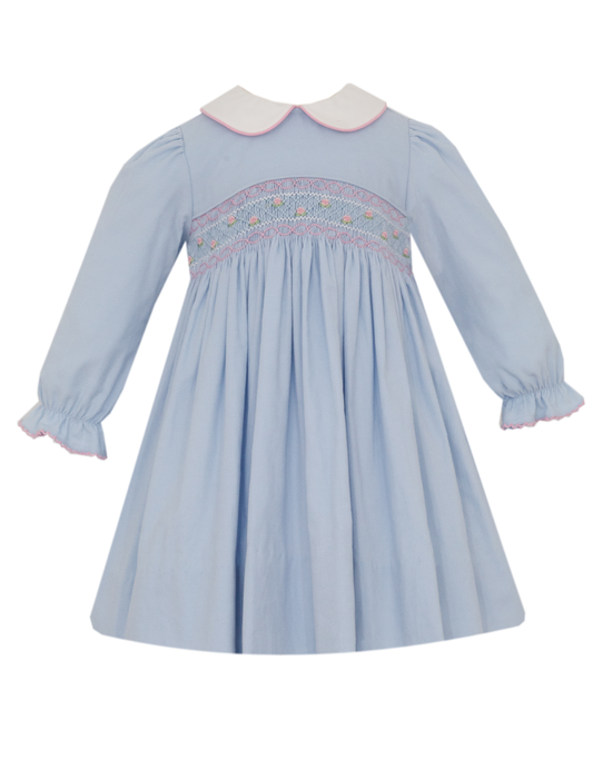Blue Corduroy Smocked Eloise Dress