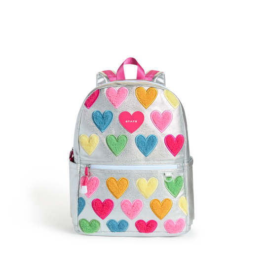 Happy Fuzzy Hearts Kane Double Pocket Backpack