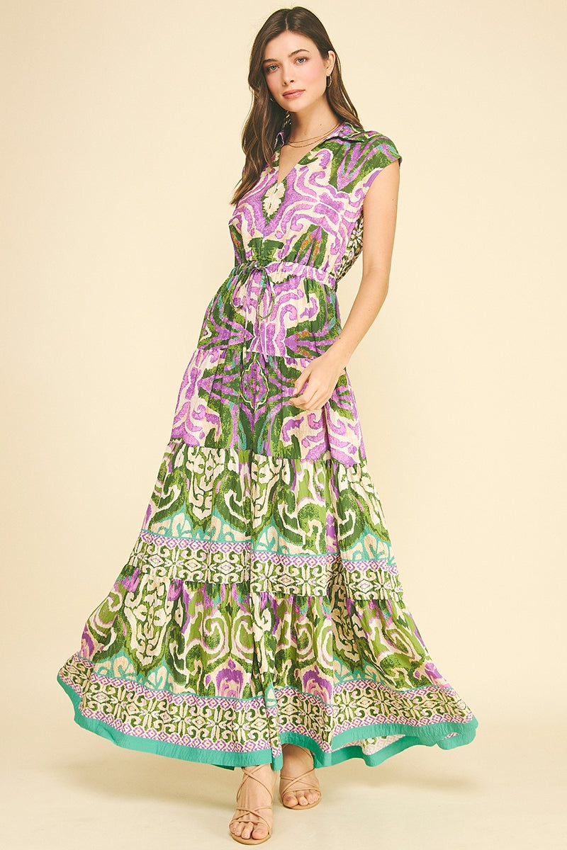 Olive Multi Bohemian Maxi Dress