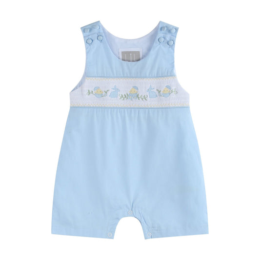 Blue Easter Smocked Shortalls