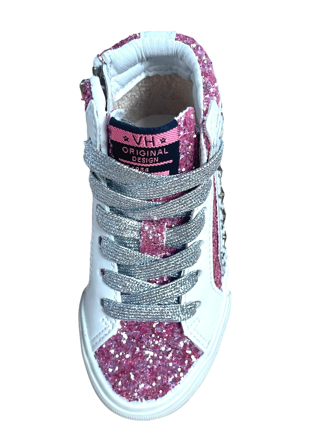 River Silver/Pink Glitter High Top