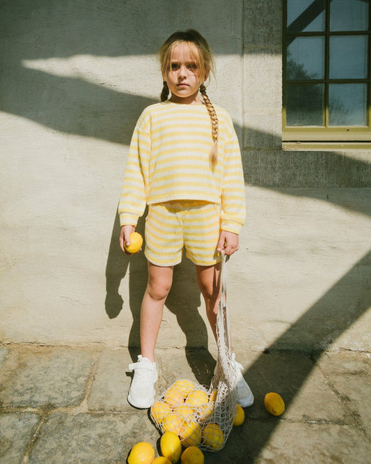 Yellow Striped Sweater Shorts