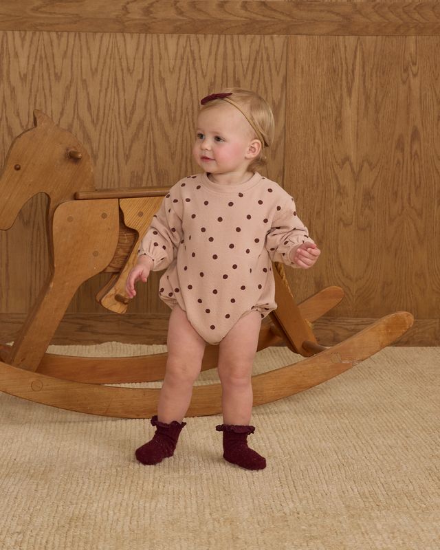 Polka Dots Spongey Knit Romper