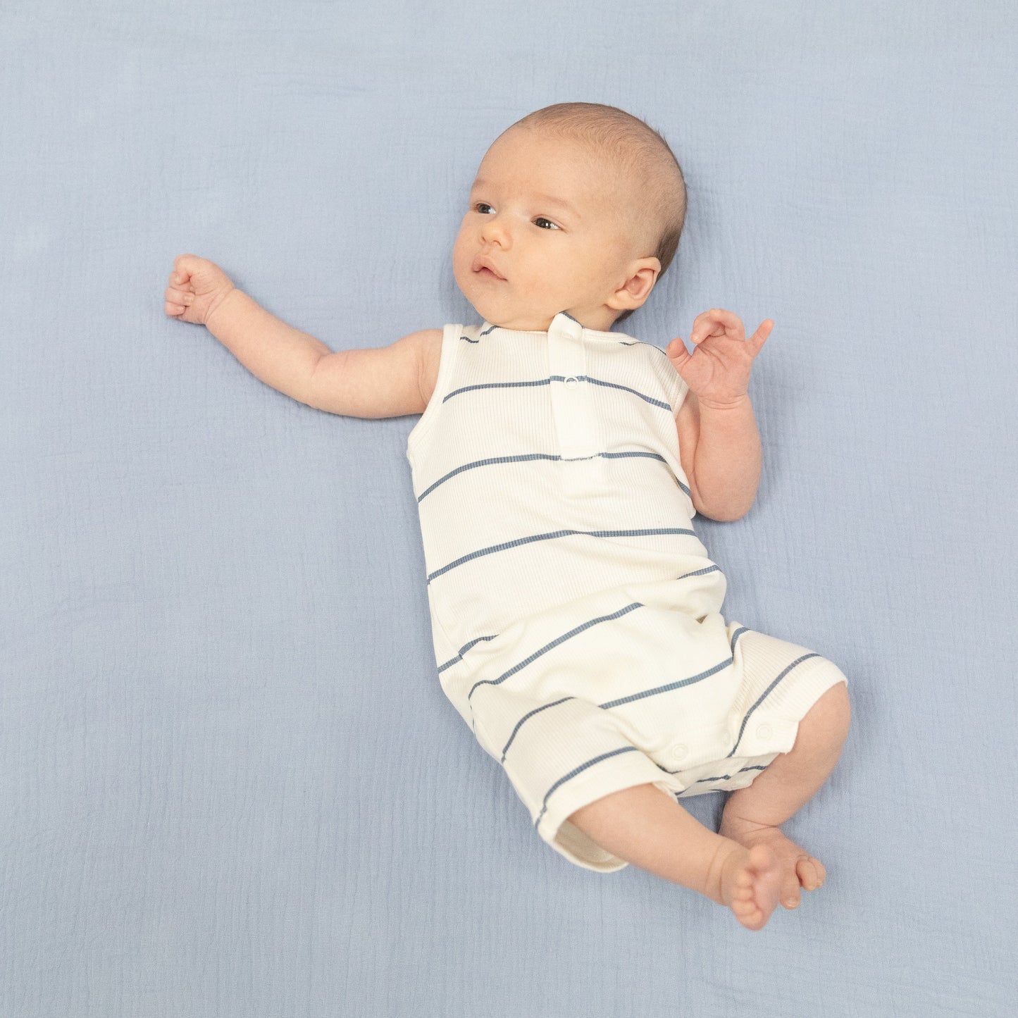 Vintage Stripe Henley Shortie Romper