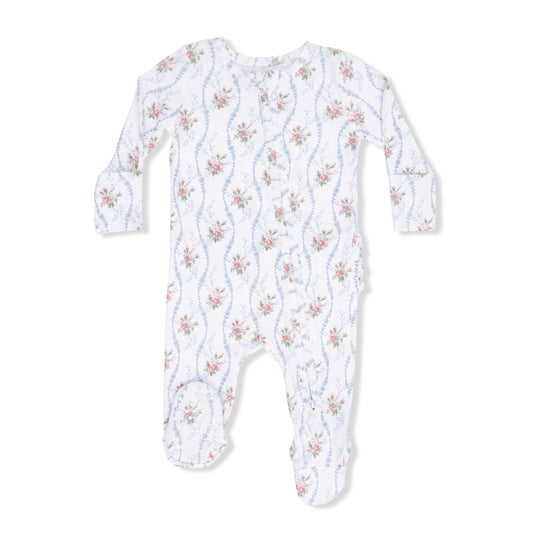 Heirloom Rose Stripe Zip Footie