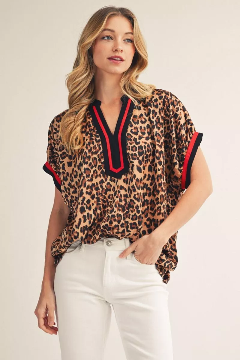 Leopard Contrast Top