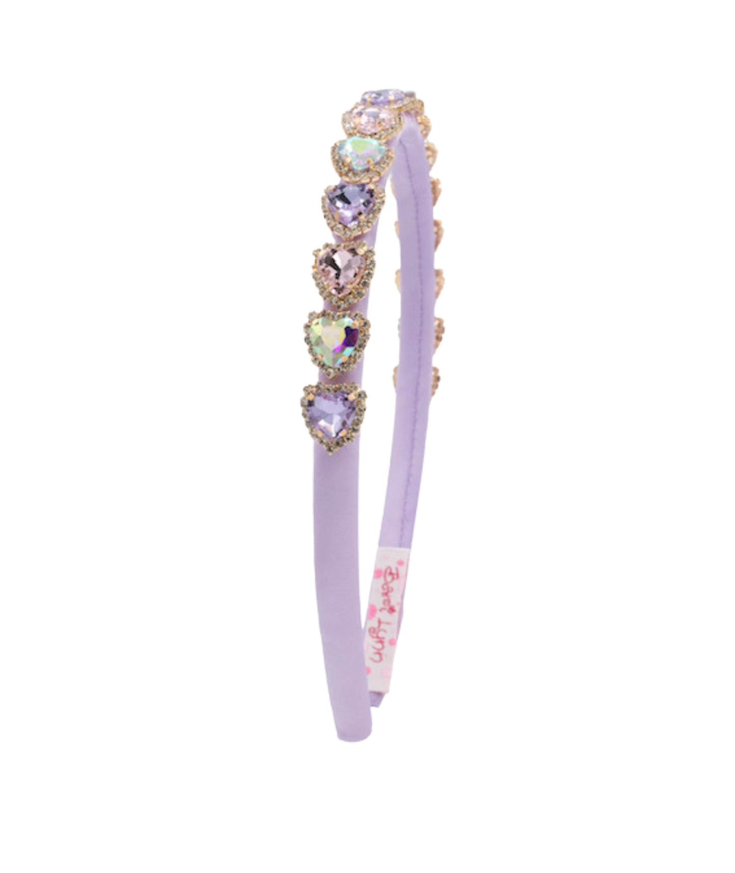 Purple Thin Satin Jewel Heart Headband