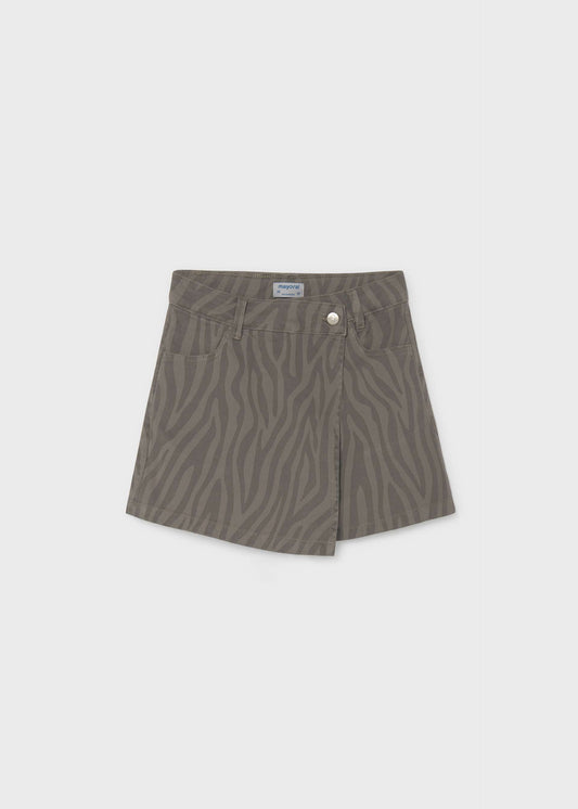 Chocolate Zebra Twill Skort