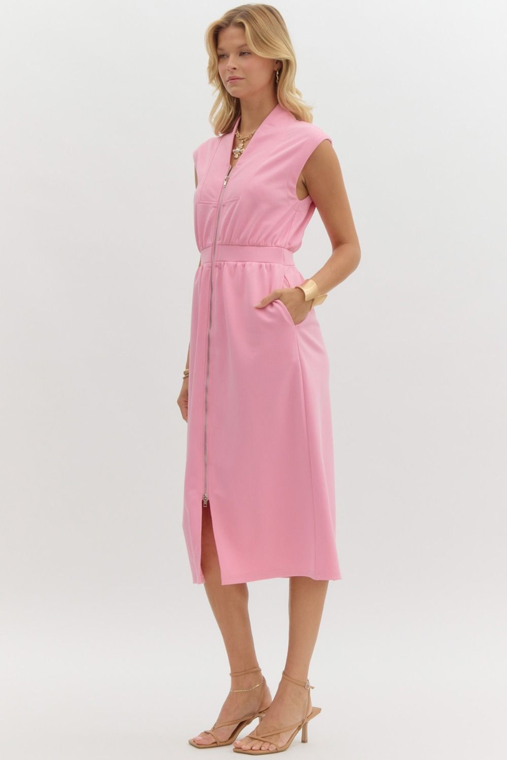 Pink Scuba Midi Dress