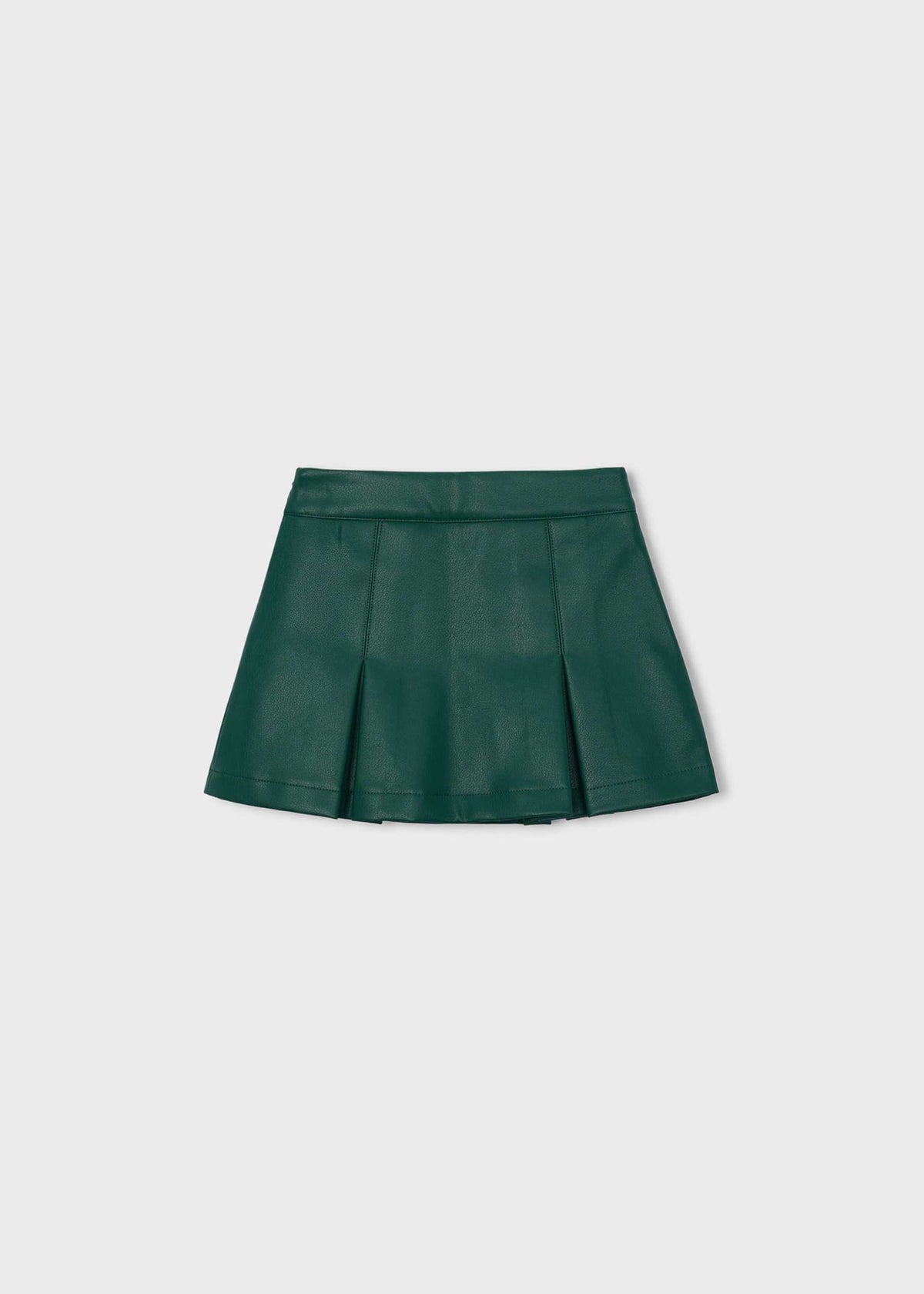 Green Pleat Faux Leather Skirt