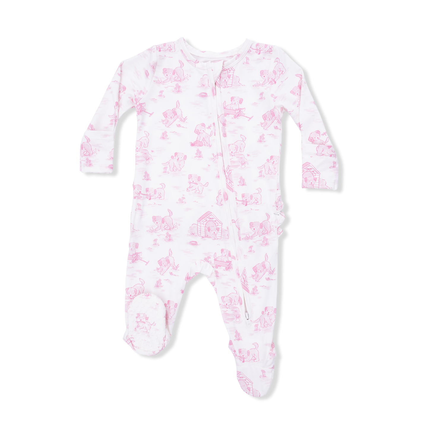 Pink Puppy Toile Zip Footie