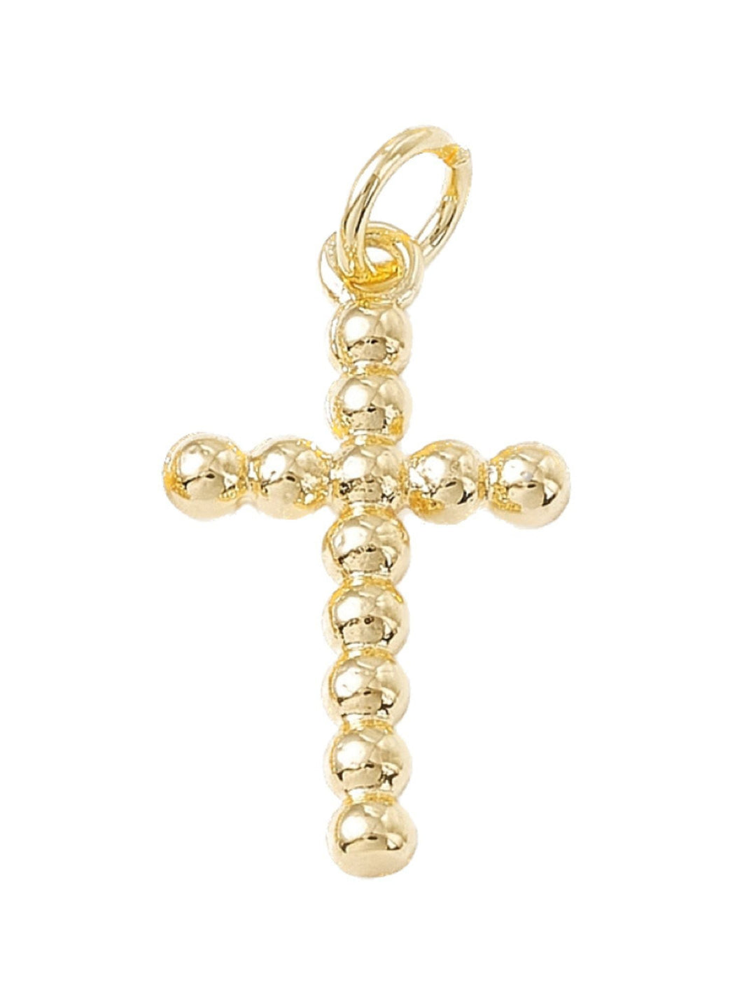 Large Beaded Cross Charm Gold