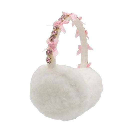 Fun Earmuffs - White Bows & Jewels