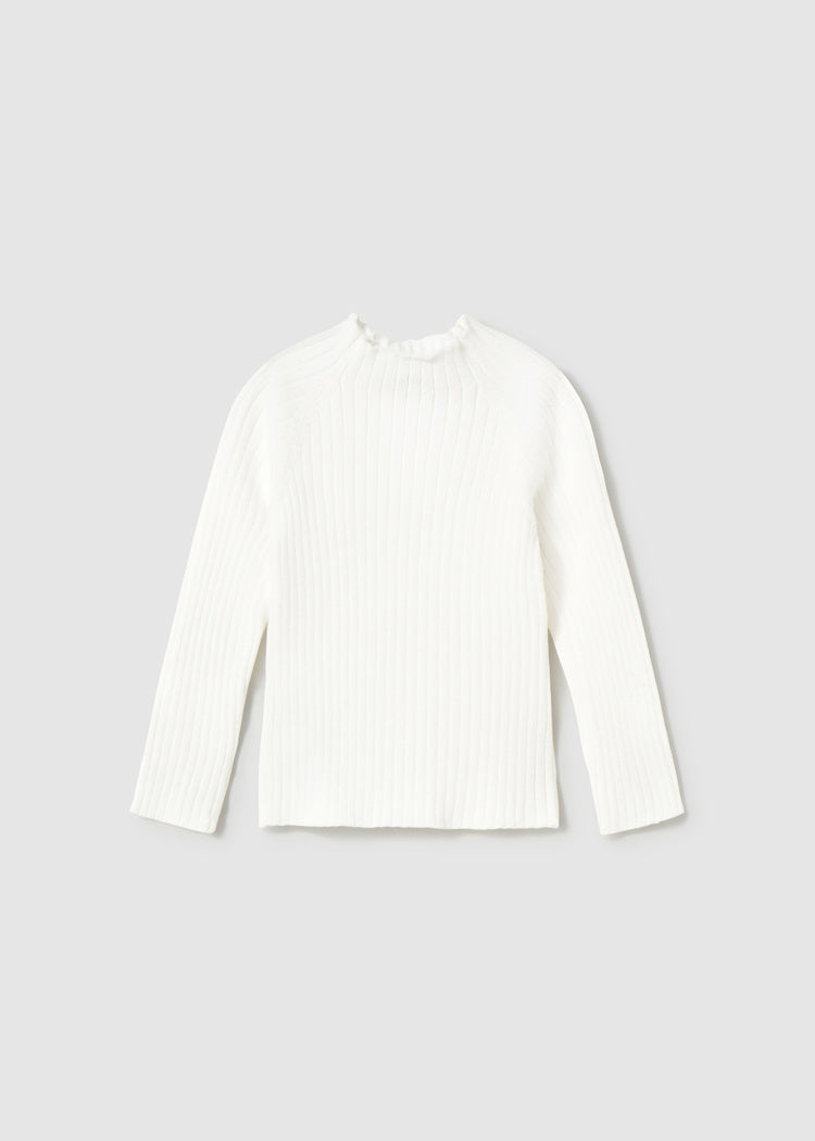 Ecru Ribbed Mock Neck