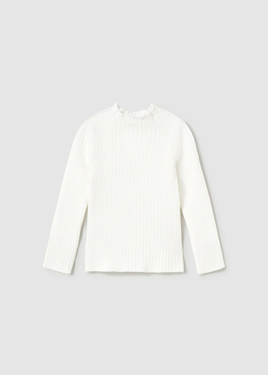 Ecru Ribbed Mock Neck