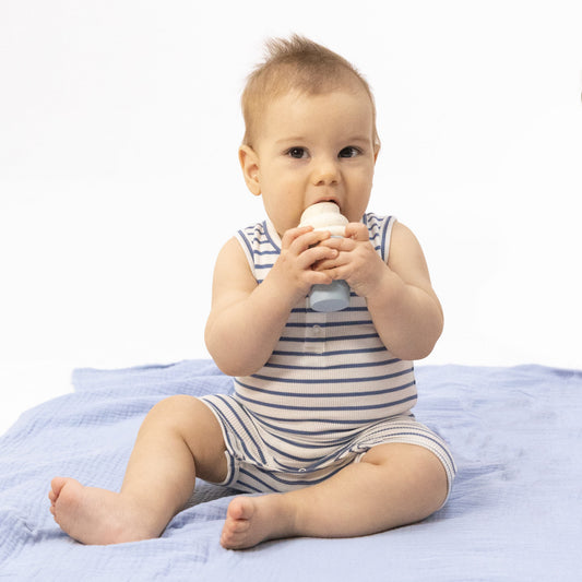 Navy Stripe Henley Shortie Romper