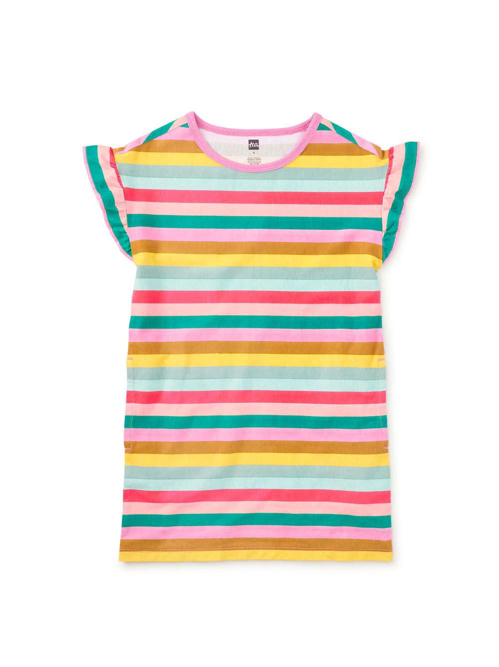San Sebastian Stripe Flutter Sleeve Shift Dress