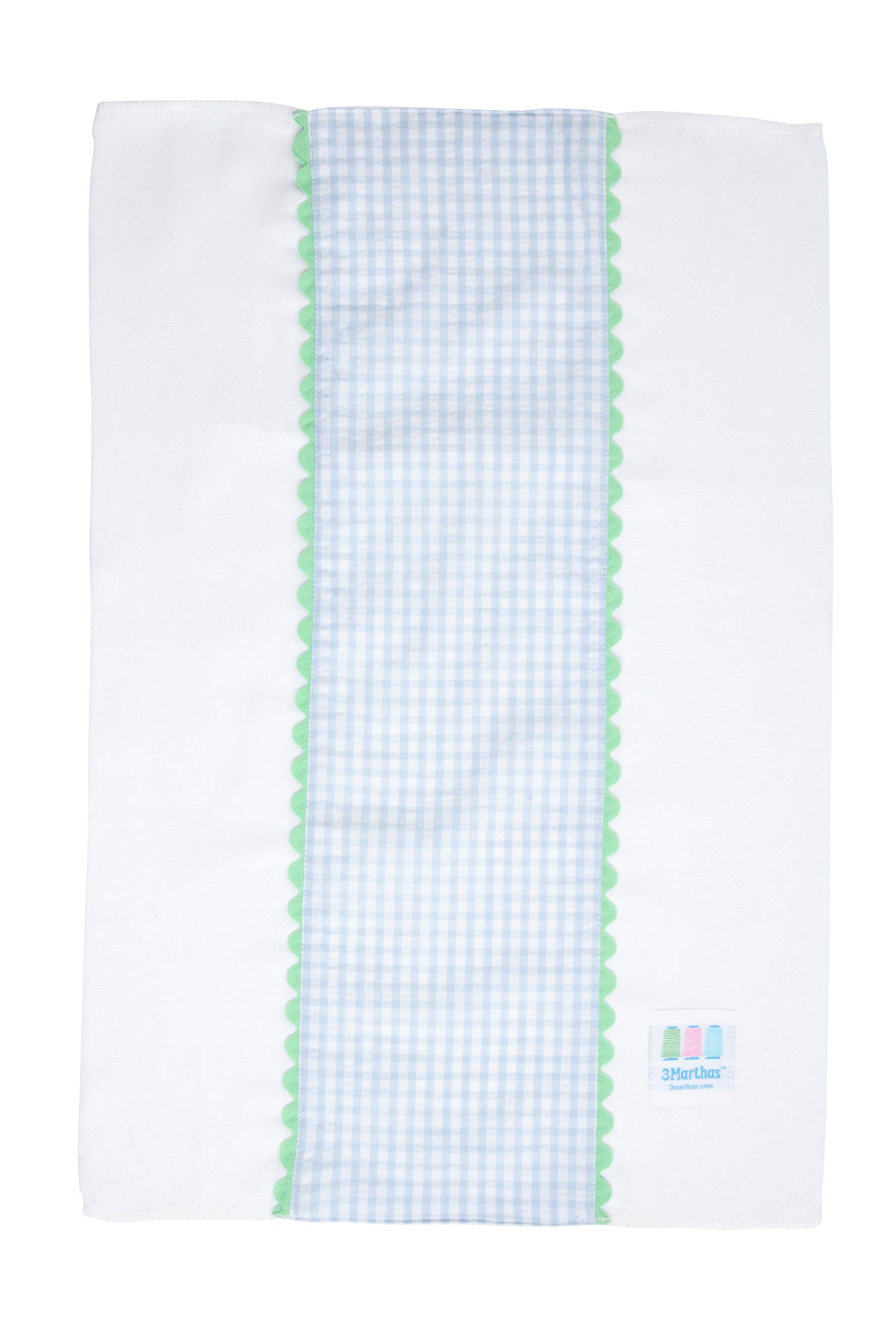 Big Check Fancy Fabric Burp Blue W/ Green