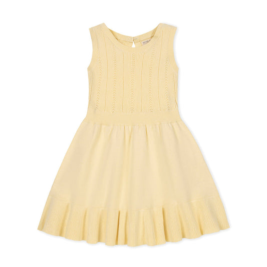 Yellow Flounce Hem Sweater Dress