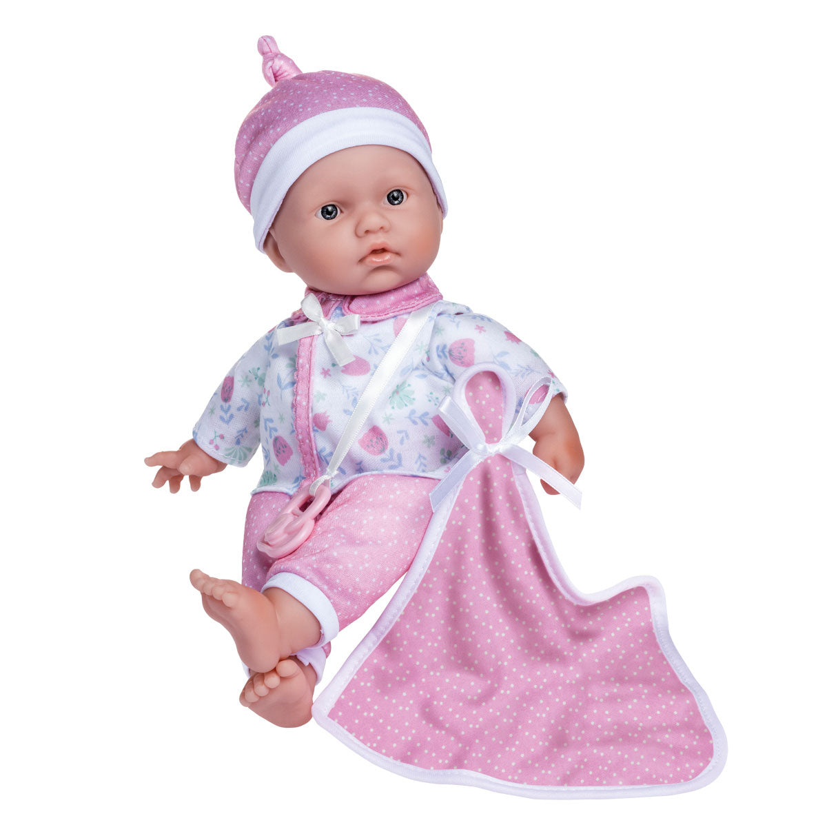 11" Baby Doll White/Pink W/ Blanket