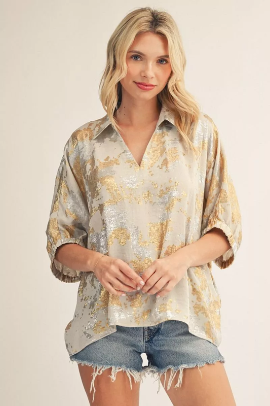 Pearl/Gold Metallic Top