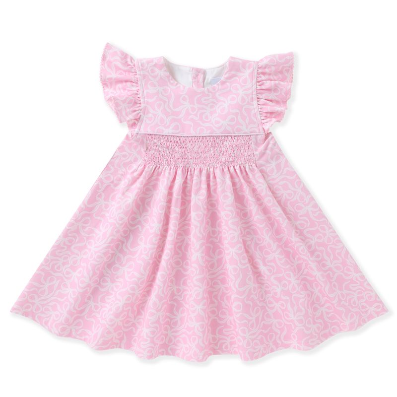 Pink Coquet Bow Smocked Dress