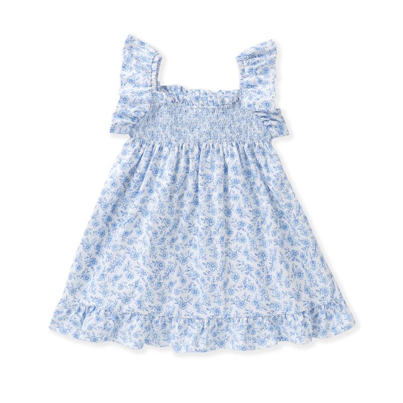 Blue Floral Smocked Dress