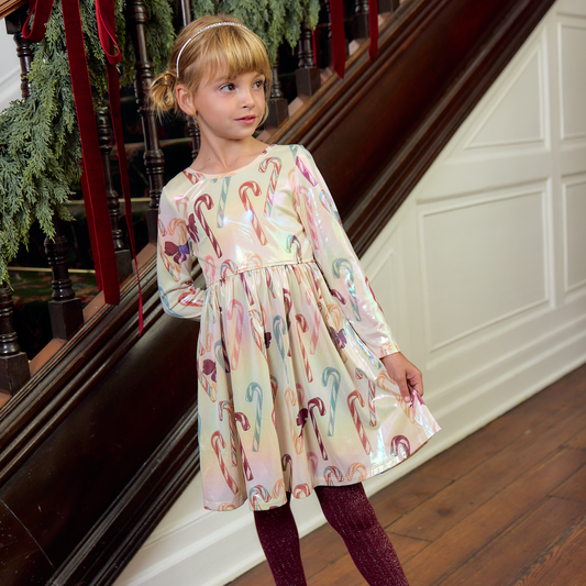 Antique Candy Canes Lame Steph Dress
