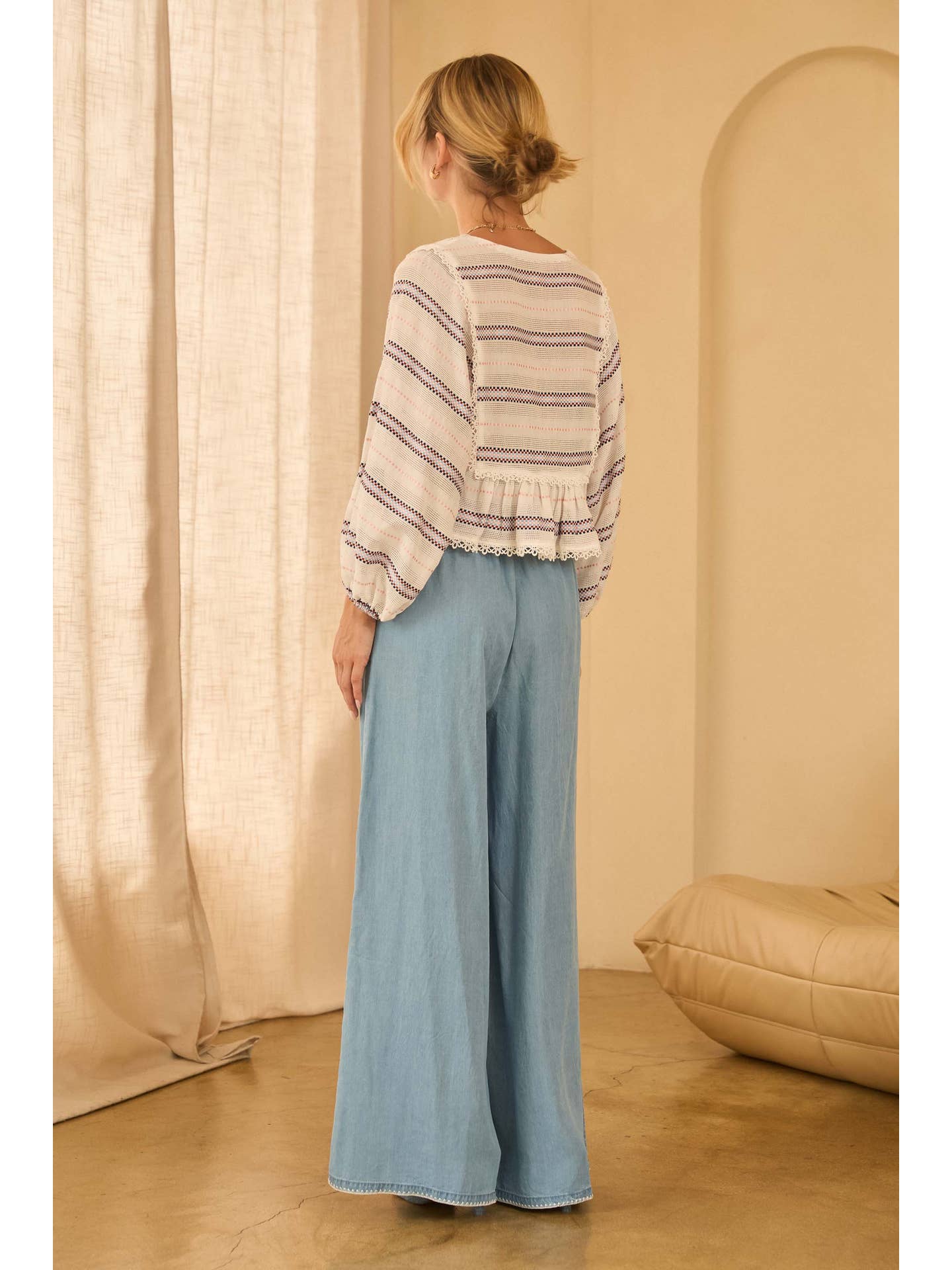 Mix Stripe Peplum Top