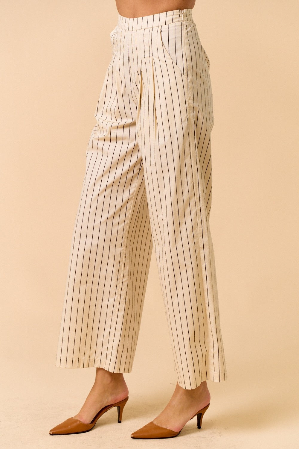 Black Striped High Waist Pants