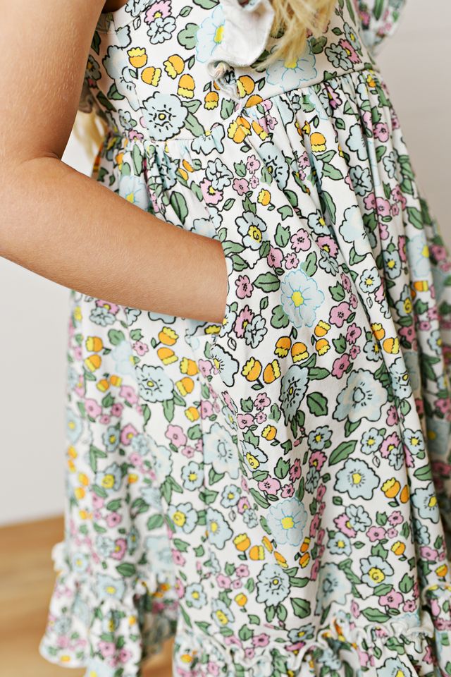 Floral Smocked Flutter Dress
