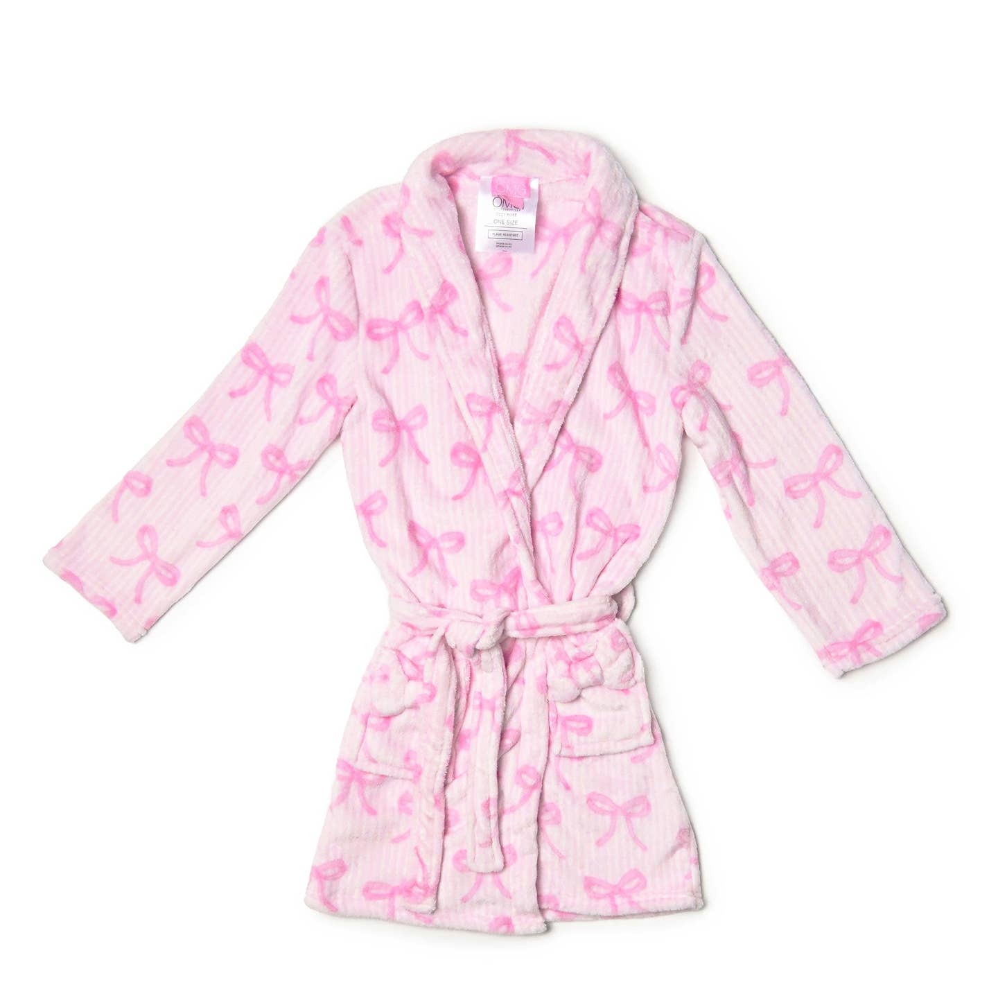 Fleece Striped Bow Bathrobe