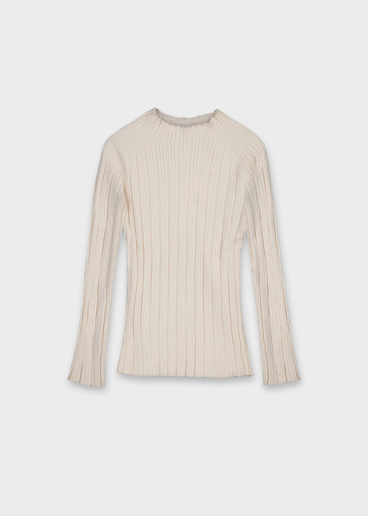 Sand Ribbed Mock Neck