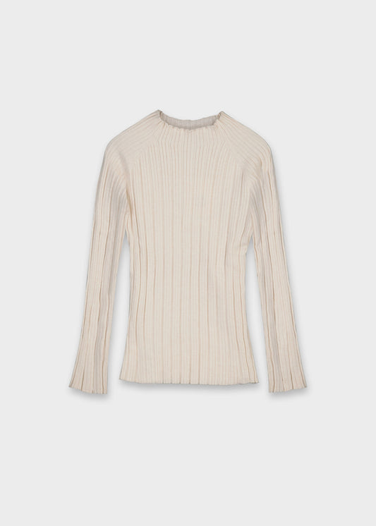 Sand Ribbed Mock Neck