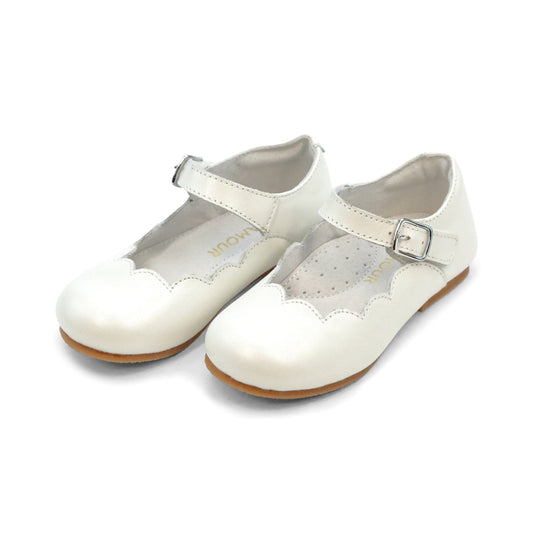 White Sonia Scalloped Flat
