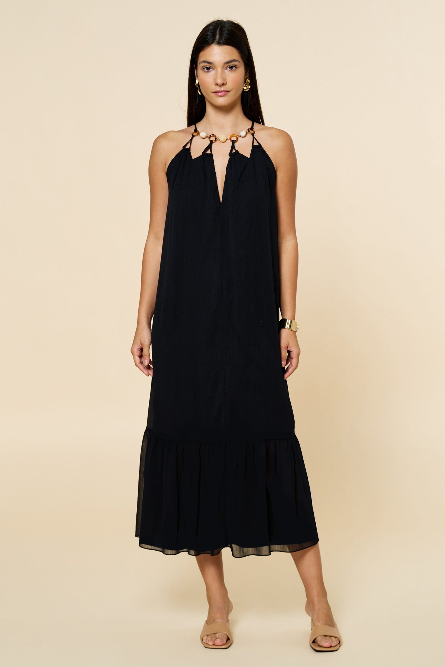 Beaded Keyhole Maxi Dress