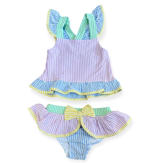 Multi Stripe Ruffle Swimsuit