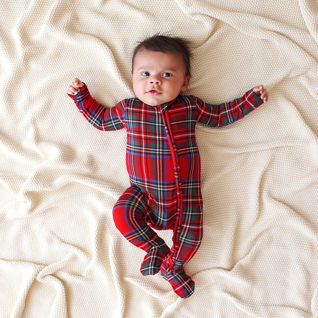 Red Tartan Plaid Footie