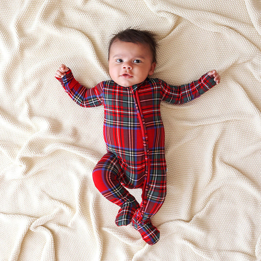 Red Tartan Plaid Footie