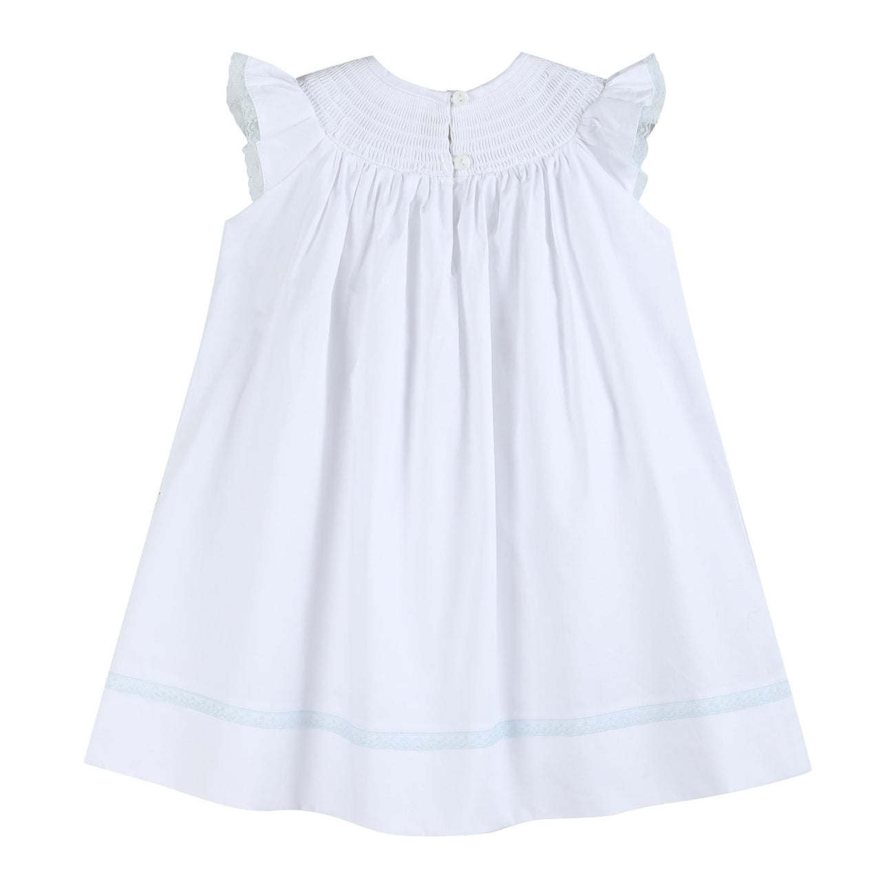 White/Blue Holy Smocked Bishop Dress