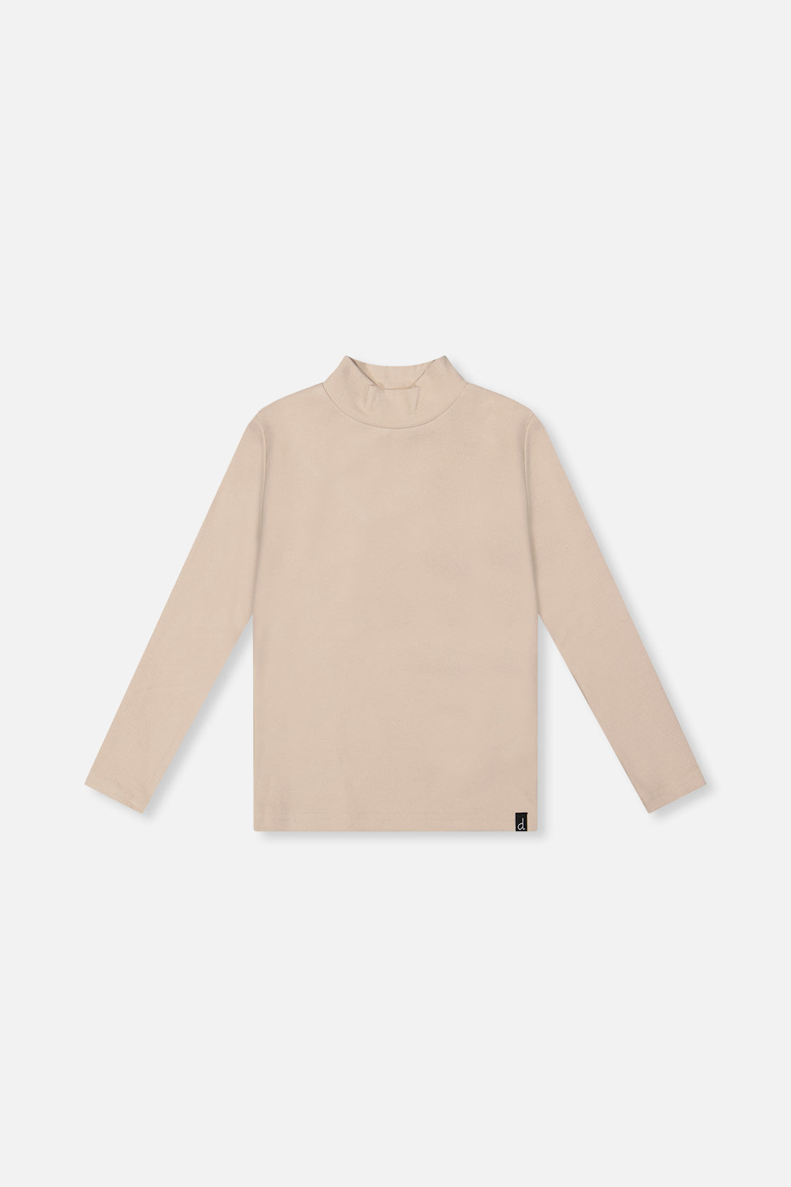 Beige Brushed Rib Mock Neck Top