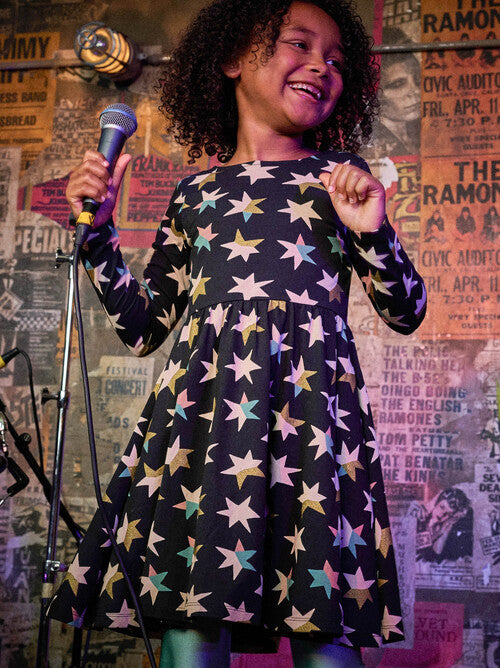 Colorblock Metallic Stars Dress