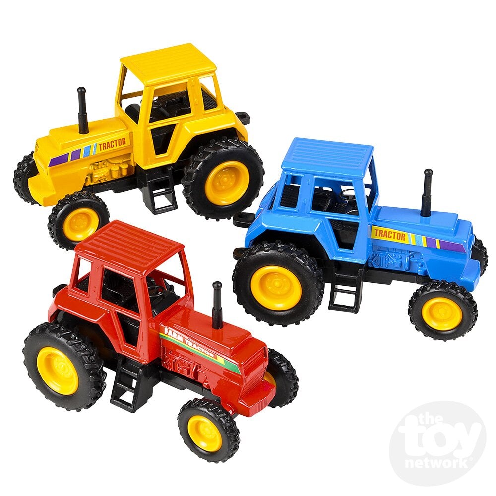Die-Cast Pull Back Farm Tractors