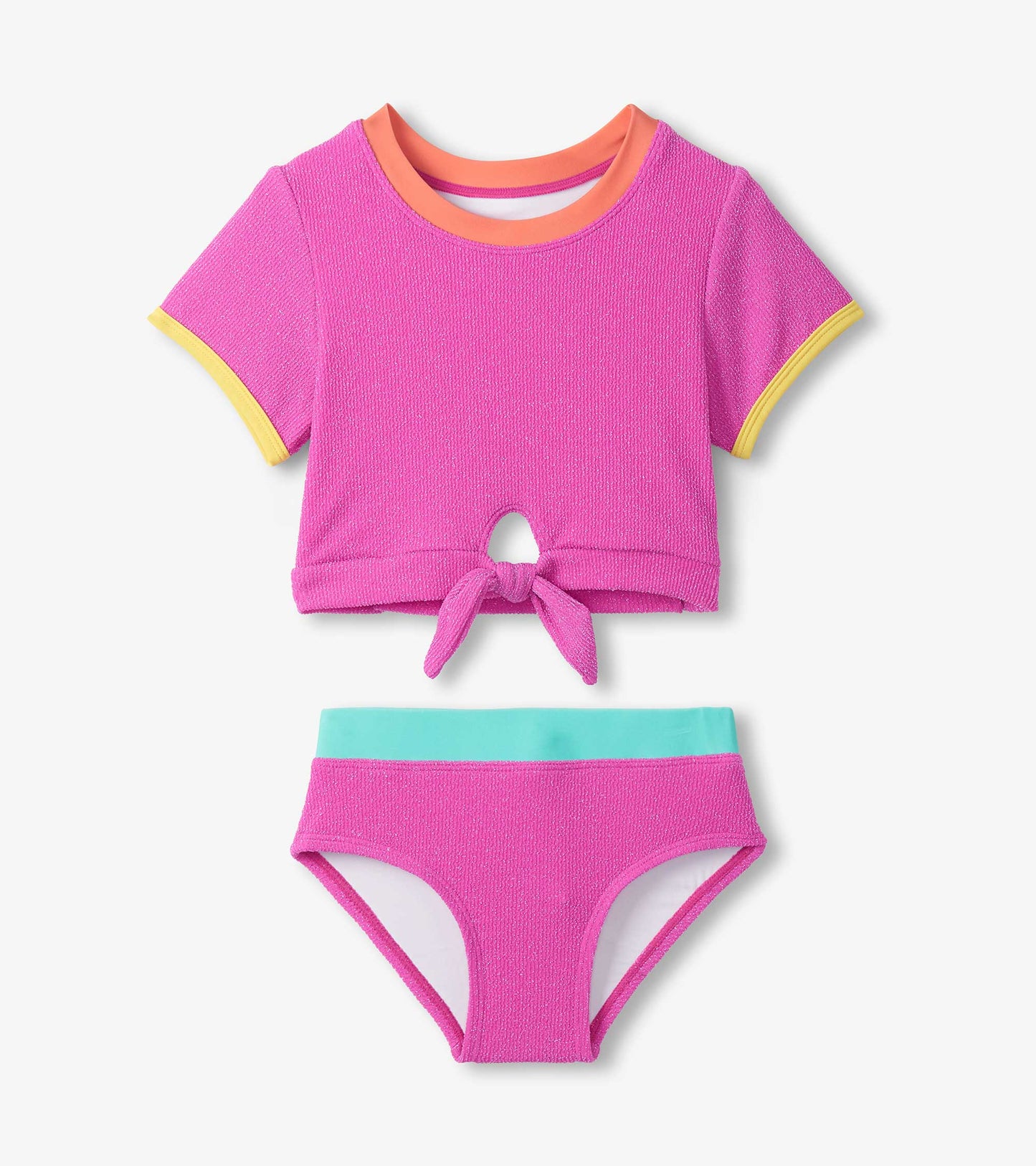 Hot Pink Tie-Front Tankini Swimsuit